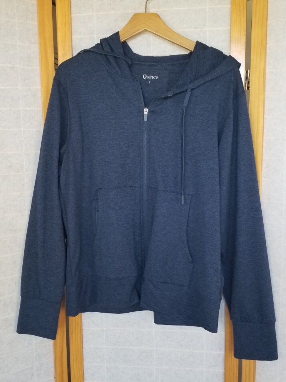 Quince Flow-knit Full Zip Hoodie Heather Navy Size Large